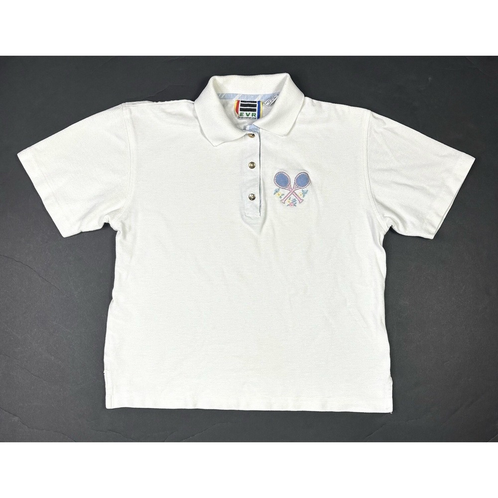 EVR Div Rousso Shirt Womens Medium Vintage Tennis Polo White